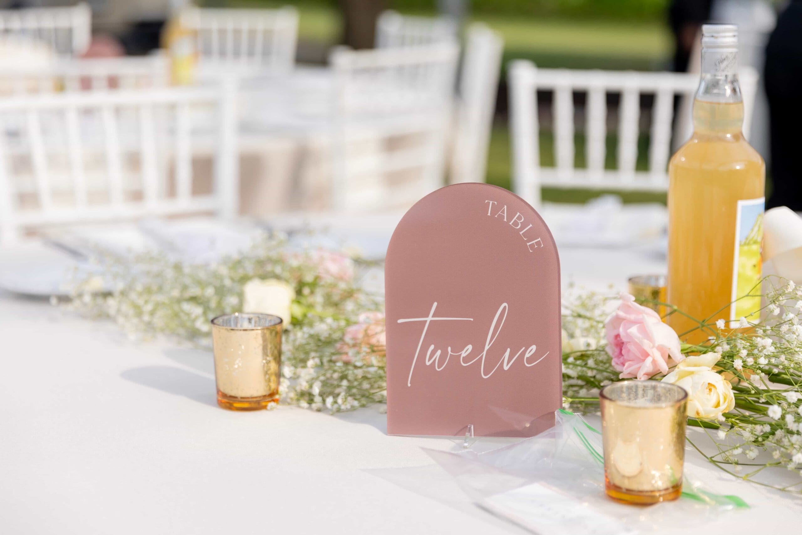 center table at garden wedding in chicago